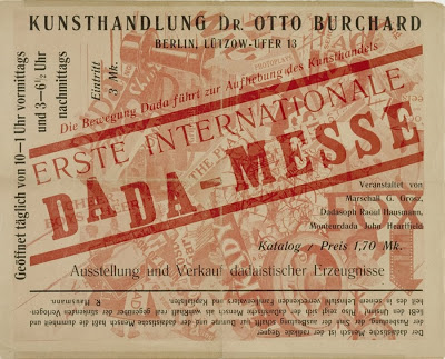 The catalogue invitation for the First International Dada Art Fair - Large text 'Dada-Messe' with other information around it, in German